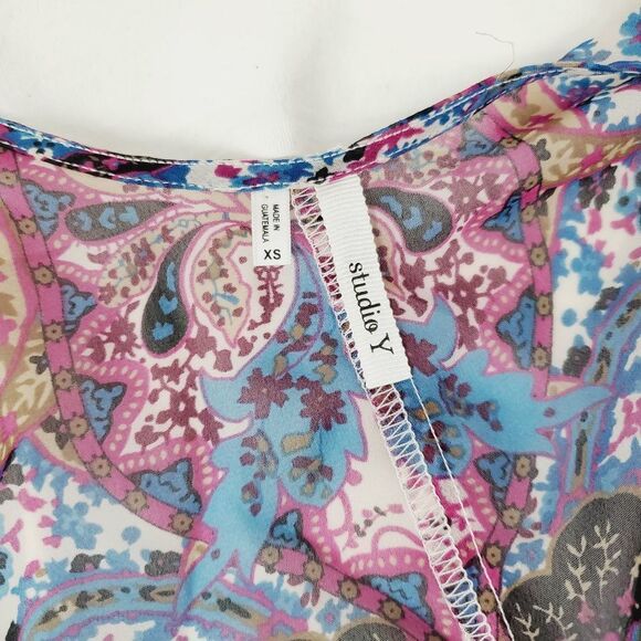 Studio Y XS SS Floral Tie front cover Top - Picture 4 of 5